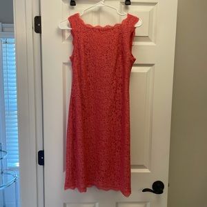 Women’s lace dress, pink coral color, size 4